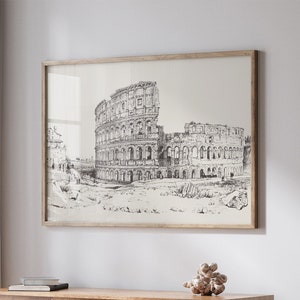 Colosseum Print, Printable Vintage Italy Drawing Enhanced, Travel Art, Digital Print