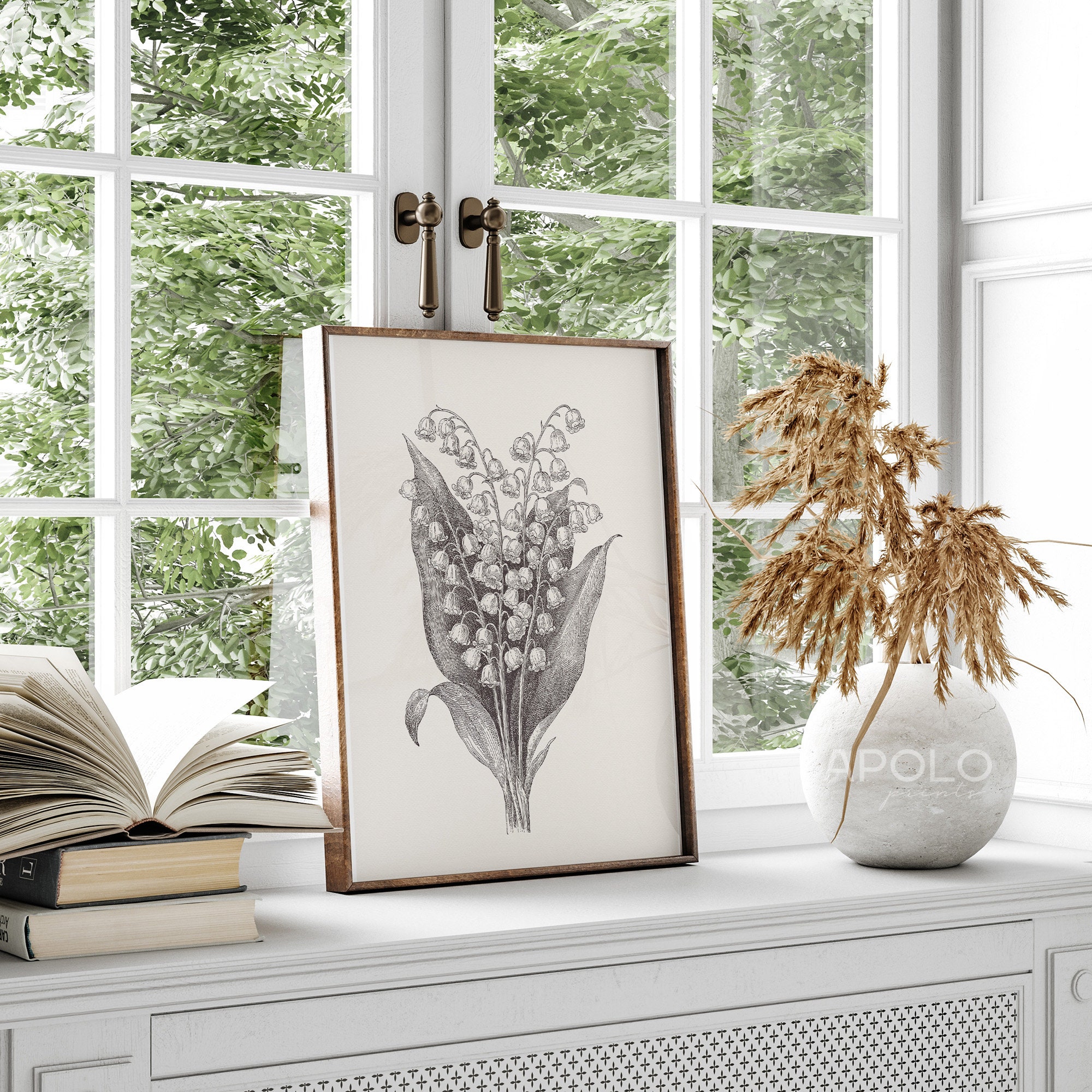 Lily of the Valley Print, Printable Vintage Botanical