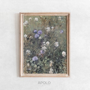 Printable Spring Wildflowers Painting, Vintage Oil Painting Enhanced, Botanical Digital Print