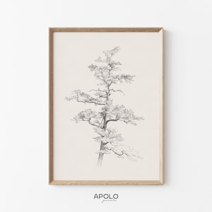 Tree Drawing no. 1, Printable Tree Wall Art, Vintage Tree Sketch Enhanced, Downloadable Print