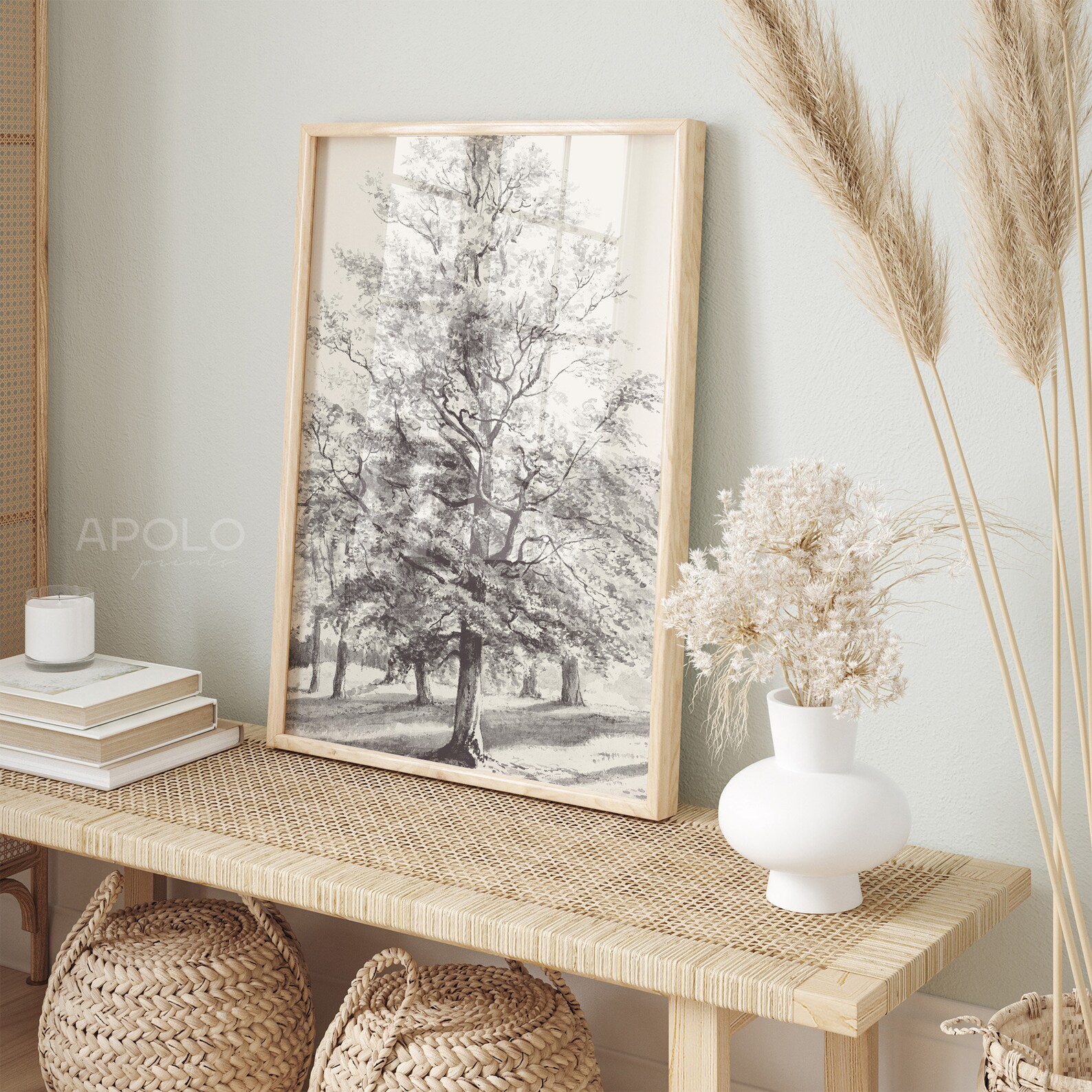 Printable Tree Art Vintage Watercolor Drawing Enhanced - Etsy
