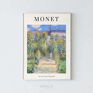Claude Monet Print, The Artist&#39;s Garden at Vétheuil (1881), Monet Poster, Enhanced Painting Printable Art, Downloadable Print