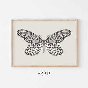 Vintage Butterfly Print: Enhanced Drawing, Neutral Boho Wall Art (Downloadable Print)