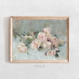 Vintage Roses Painting, Printable Still Life Oil Painting Enhanced, Spring Wall Art, Floral Digital Print