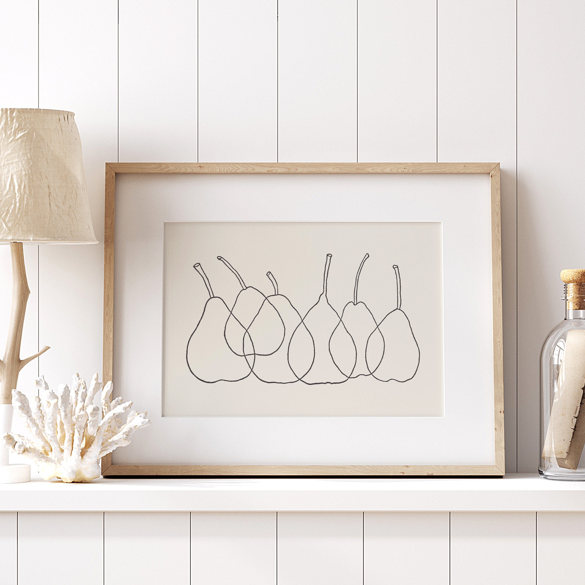 Stream Line Pears Pears Line Art Print: Abstract Kitchen Wall Decor (downloadable) - Etsy