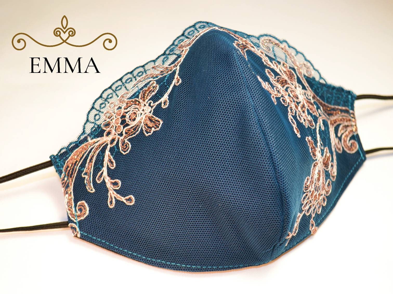 Emerald Deep Blue Lace Face Mask/ Fancy Wedding Masks for Etsy