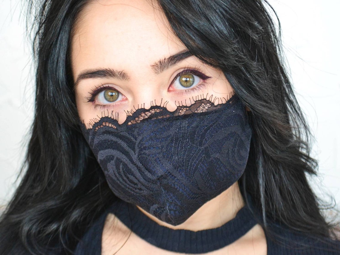 Eyelashes Mask/ Black on Dark Blue Women's Dress Mask/ Etsy