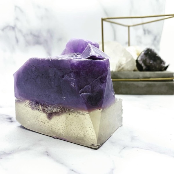 Amethyst Geode Soap Bar, crystal soap, geode soap gifts, gifts, crystal soaps