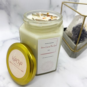 10 oz. Candle with Crystals, gifts, gifts for girls, crystal candles, intention candles, hand poured candles, soy wax candles