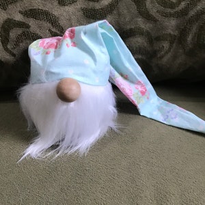 Handmade Gnome with Spring Flowers Fabric Hat