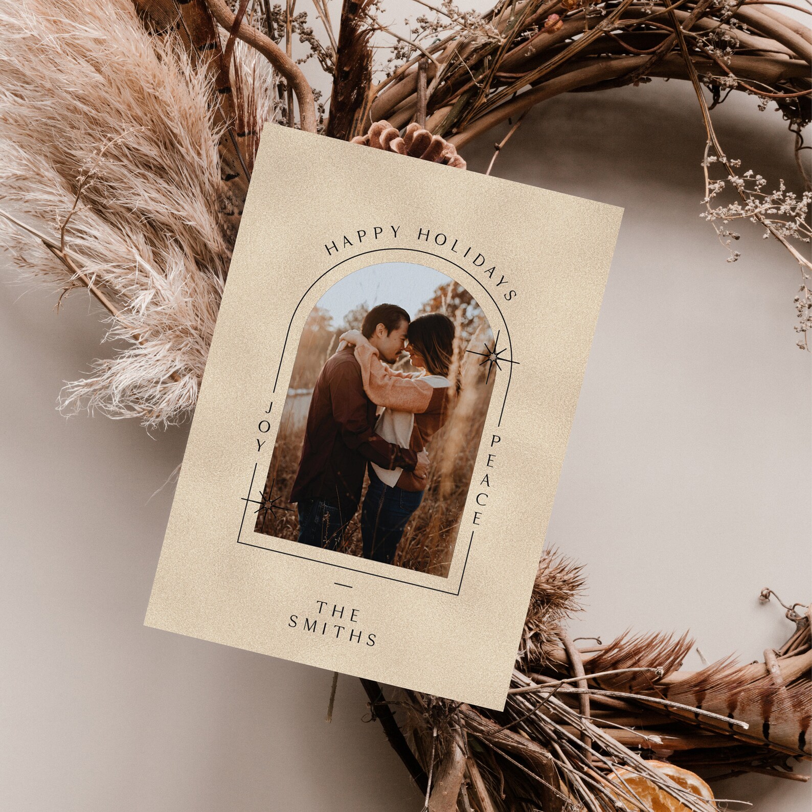 Modern Boho Christmas Card With Photo Emma Leigh Weddings Etsy