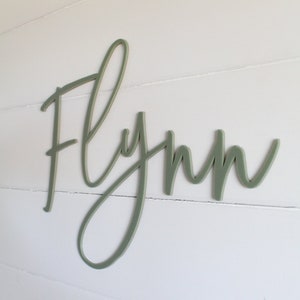 Olive Army Green Acrylic Name Sign or Wall Plaque, Green Neutral Personalised Nursery Decor, Room Sign Kids & Babies.