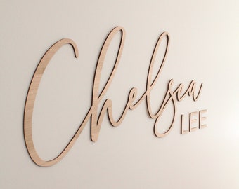 Personalised Wooden First & Middle Name Sign | Nursery Wall Decor | Custom Kids Bedroom Door Sign | Baby Room Name Plaque