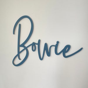 Personalised Bluestone Blue Acrylic Name Script Plaque Wall Sign, Boys Personalised Nursery Decor, Personalised Room Sign for Kids & Babies.