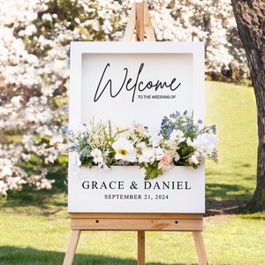 Flower Box Welcome Sign - Wedding Welcome Sign - Personalized Event Decor