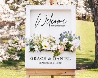 Flower Box Welcome Sign - Wedding Welcome Sign - Personalized Event Decor