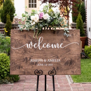 Wedding Welcome Sign - Personalized Wood Wedding Sign - Rustic Wedding Decor #PWS01