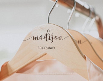 Personalized Bridesmaid Hangers - Wedding Hanger - Wooden Engraved Hanger - Bridal Dress Hanger - Wedding Name Hangers