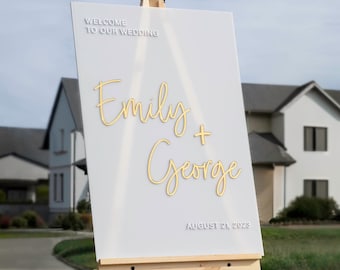 Vertical Acrylic Sign - Acrylic Wedding Welcome Sign - Custom  3D Acrylic Sign  - Gold Mirrored Sign - Event Sign #A3D01