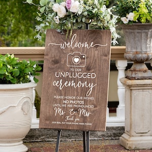 Unplugged Wedding Sign - Unplugged Ceremony Sign - Vertical Wooden Wedding Sign - Rustic Wedding Decor #PWS05