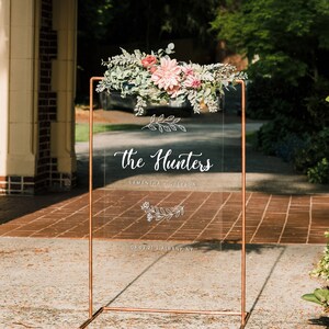Custom Acrylic sign - Acrylic Wedding Welcome Sign - Vertical Acrylic Sign - Names, Date, Location Hanging Acrylic Sign - Event Sign AHS03
