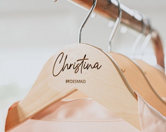 Personalized Bridesmaid Hangers - Wedding Hanger - Wooden Engraved Hanger - Bridal Dress Hanger - Wedding Name Hangers