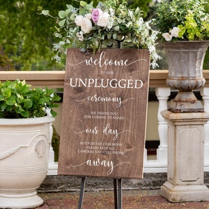 Unplugged Wedding Sign - Unplugged Ceremony Sign - Vertical Wooden Wedding Sign - Rustic Wedding Decor #PWS02