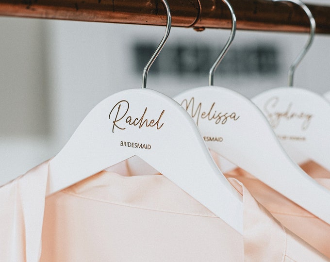 Personalized Bridesmaid Hangers - Wedding Hanger - Wooden Engraved Hanger - Bridal Dress Hanger - Wedding Name Hangers