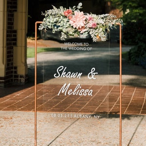 Acrylic Wedding Welcome Sign - Vertical Acrylic Sign - Custom Acrylic sign - Names, Date, Location Hanging Acrylic Sign - Event Sign AHS06