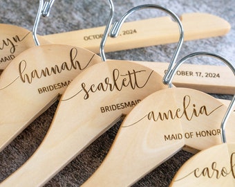 Personalized Bridesmaid Hangers - Wedding Hanger - Wooden Engraved Hanger - Bridal Dress Hanger - Wedding Name Hangers