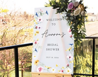 Bridal Shower Welcome Sign - Wildflower Acrylic Sign - Frosted Floral Signage #AVS20