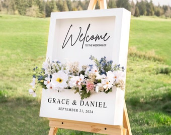 Wedding Welcome Sign - Flower Box Welcome Sign -  Personalized Event Decor