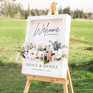 Wedding Welcome Sign - Flower Box Welcome Sign -  Personalized Event Decor