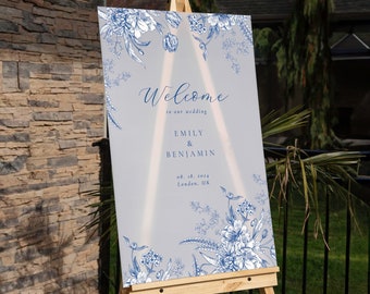 Floral Wedding Welcome Sign - Vintage Floral - Acrylic Sign - Frosted Signage #AVS06