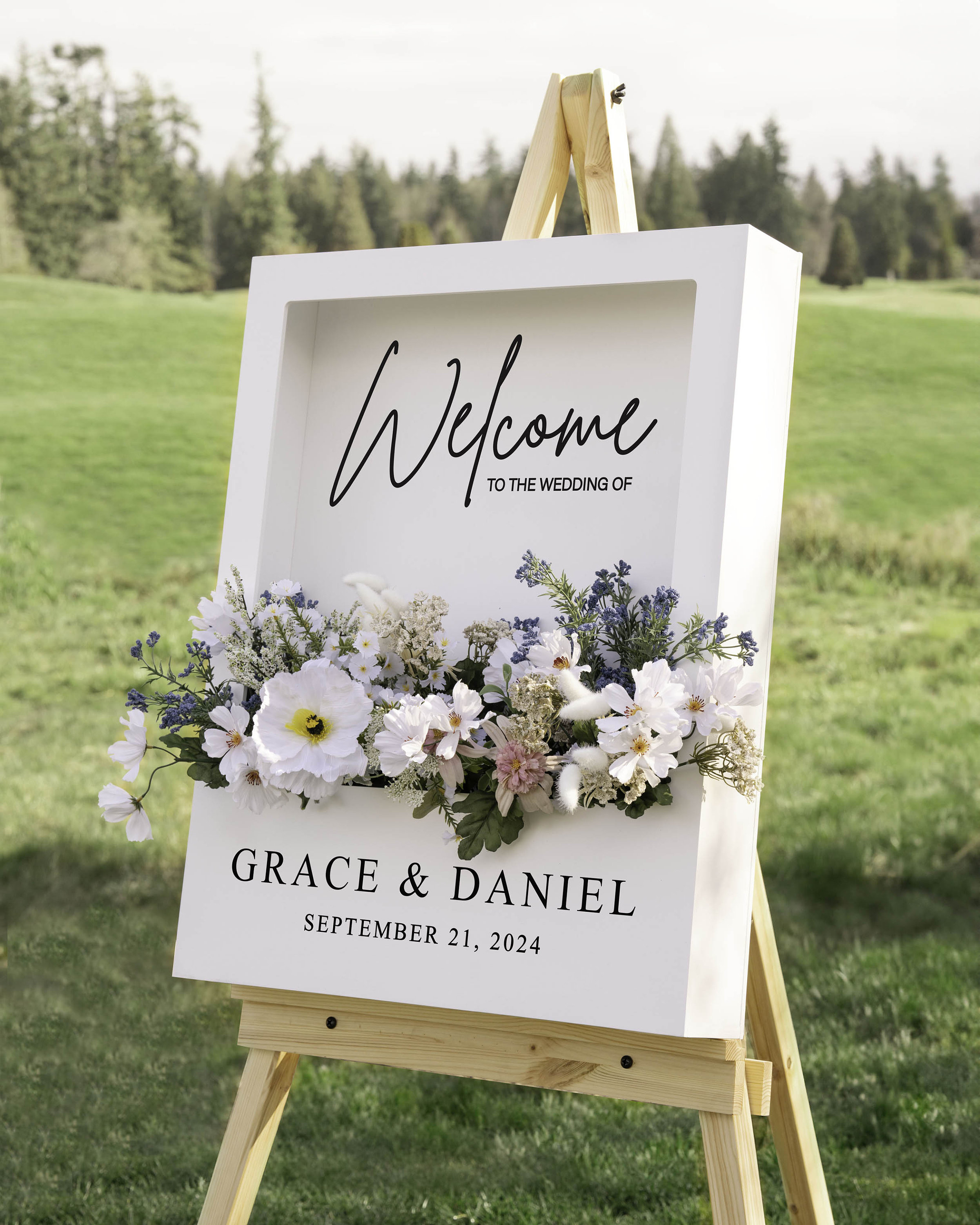 Flower Box Welcome Sign - Wedding Welcome Sign - Personalized