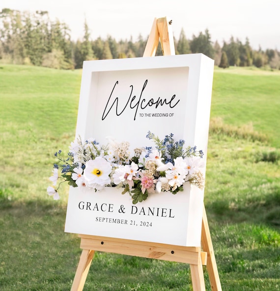 Wedding Welcome Sign - Flower Box Welcome Sign - Personalized
