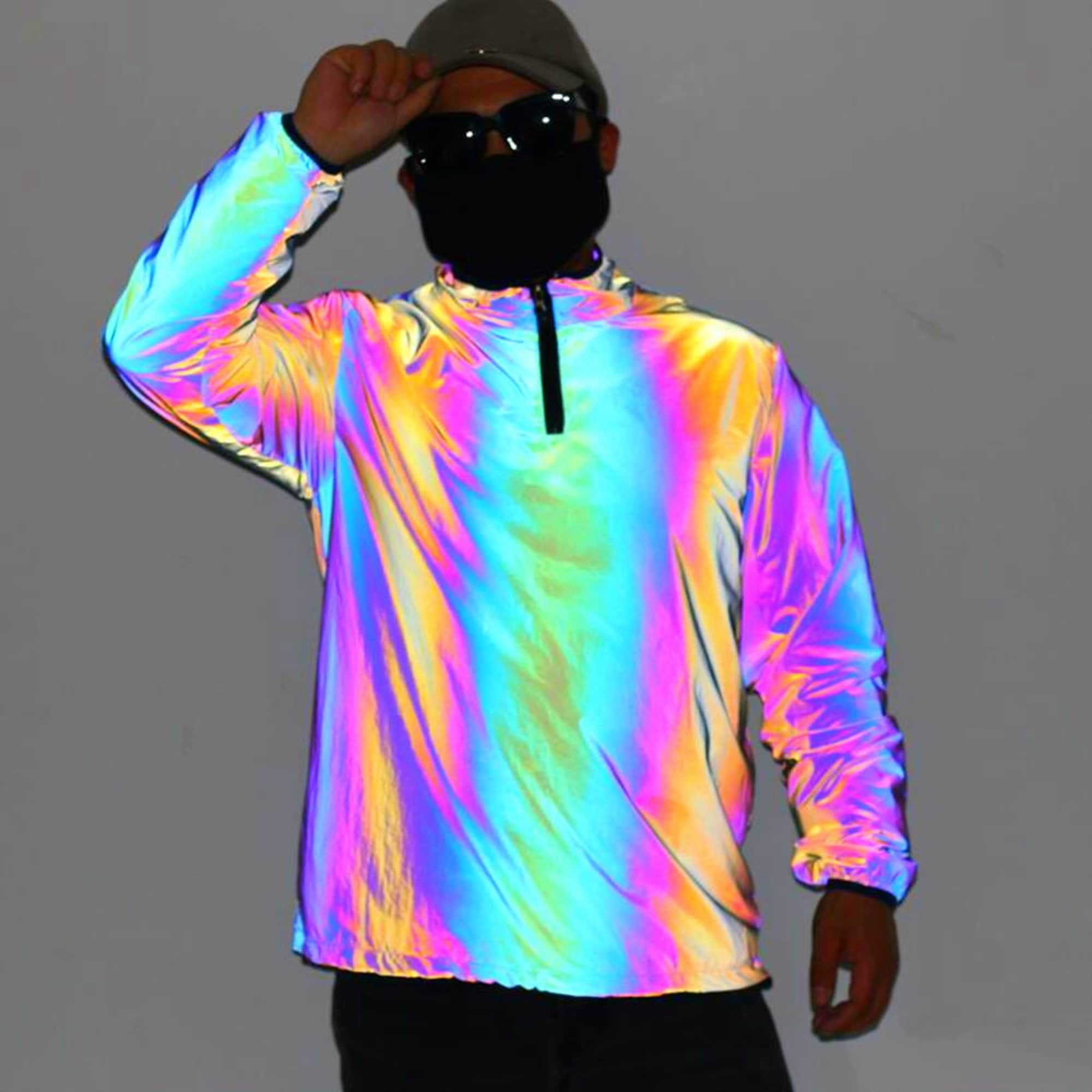 Men's High Street Royal Blue Rainbow Reflective Jacket 