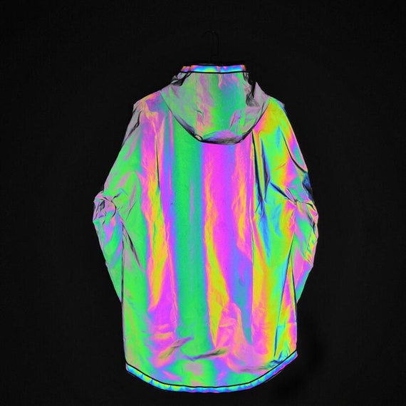 Holographic Reflective Rave Jacket, Iridescent Festival Wear Coat