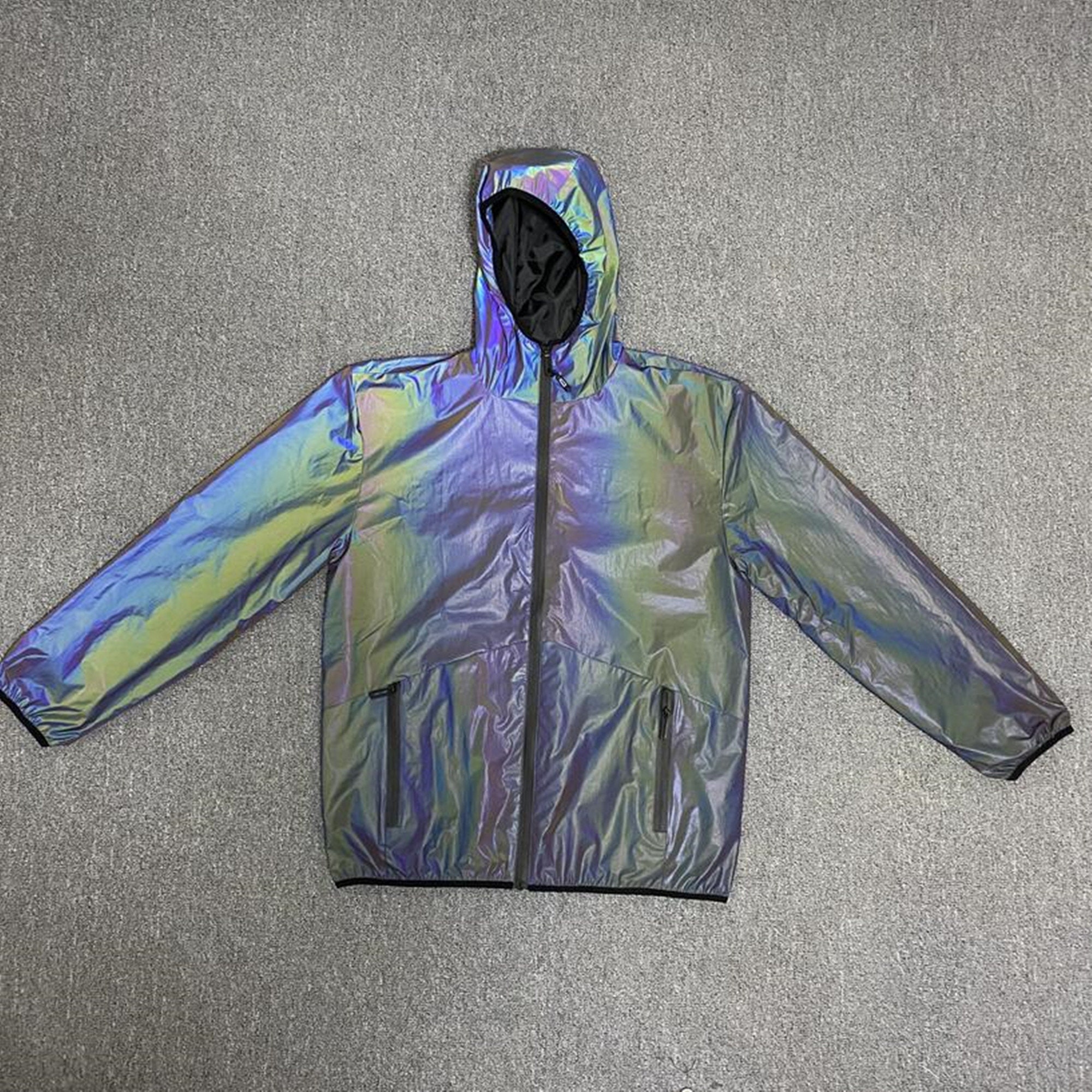 Unisex Holographic Reflektierende Jacke, Rainbow Rave Wear Mantel, Reflektierende  Oberbekleidung Trainingsjacke Rave Outfit -  Österreich