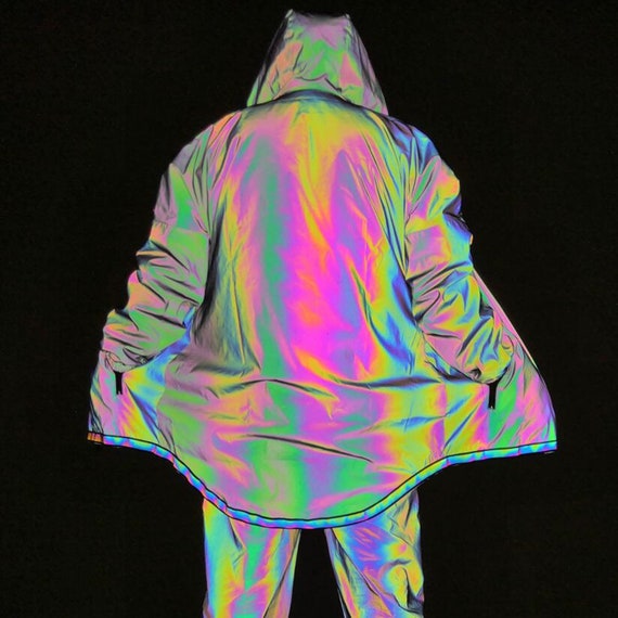 Men's Tracksuit Rave Clothing, Unique Reflective Rainbow Garments,  Outstanding Festival Clothing, Eye Catching Track Jacket & Pants -   Canada