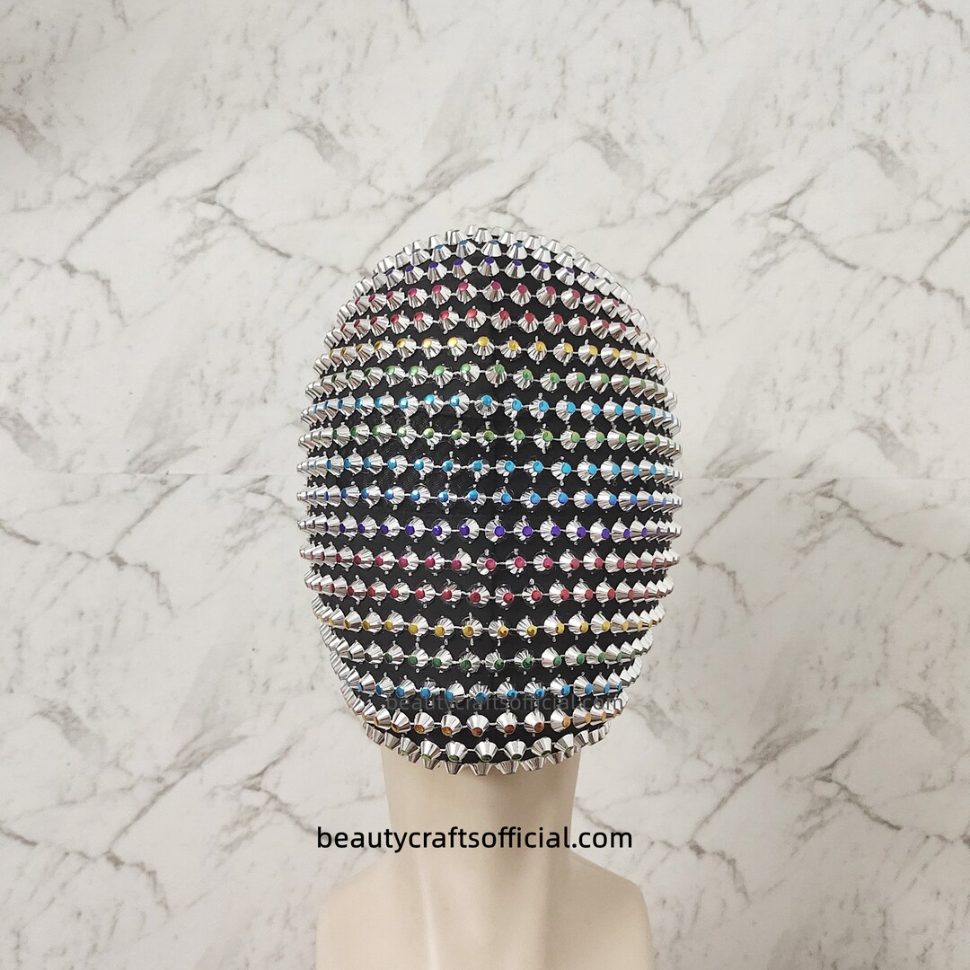 Silver Rainbow Full Face Spike Mask Custom Handmade Full Etsy
