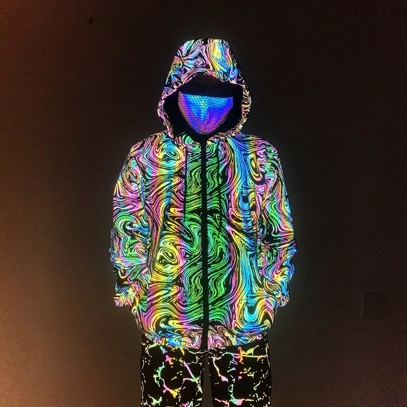Holographic Reflective vortex Pattern Jacket Etsy
