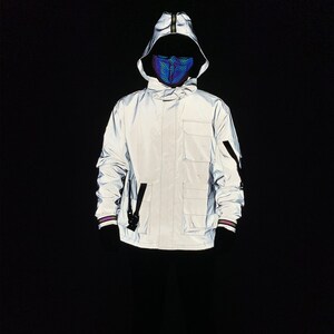 Reflective jacket shop in dark