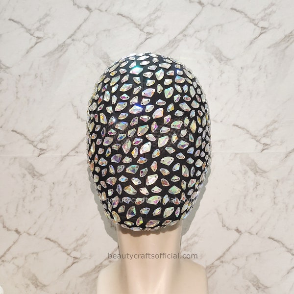 Dazzling Full Face Jewel Mask, Handmade Full Coverage Haute Couture Stones Mask