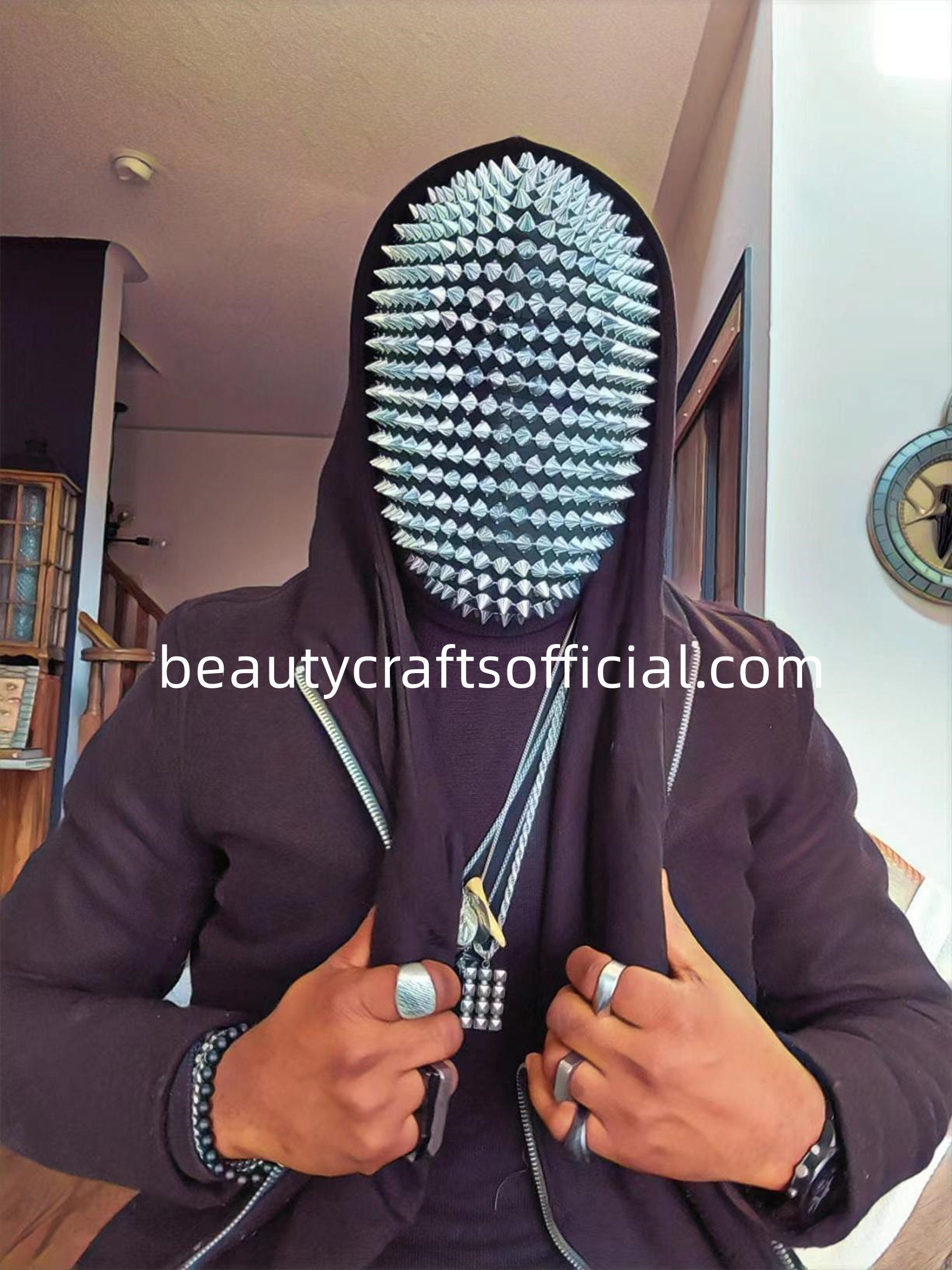 Silver Full Face Spike Mask Handmade Full Coverage Haute Etsy