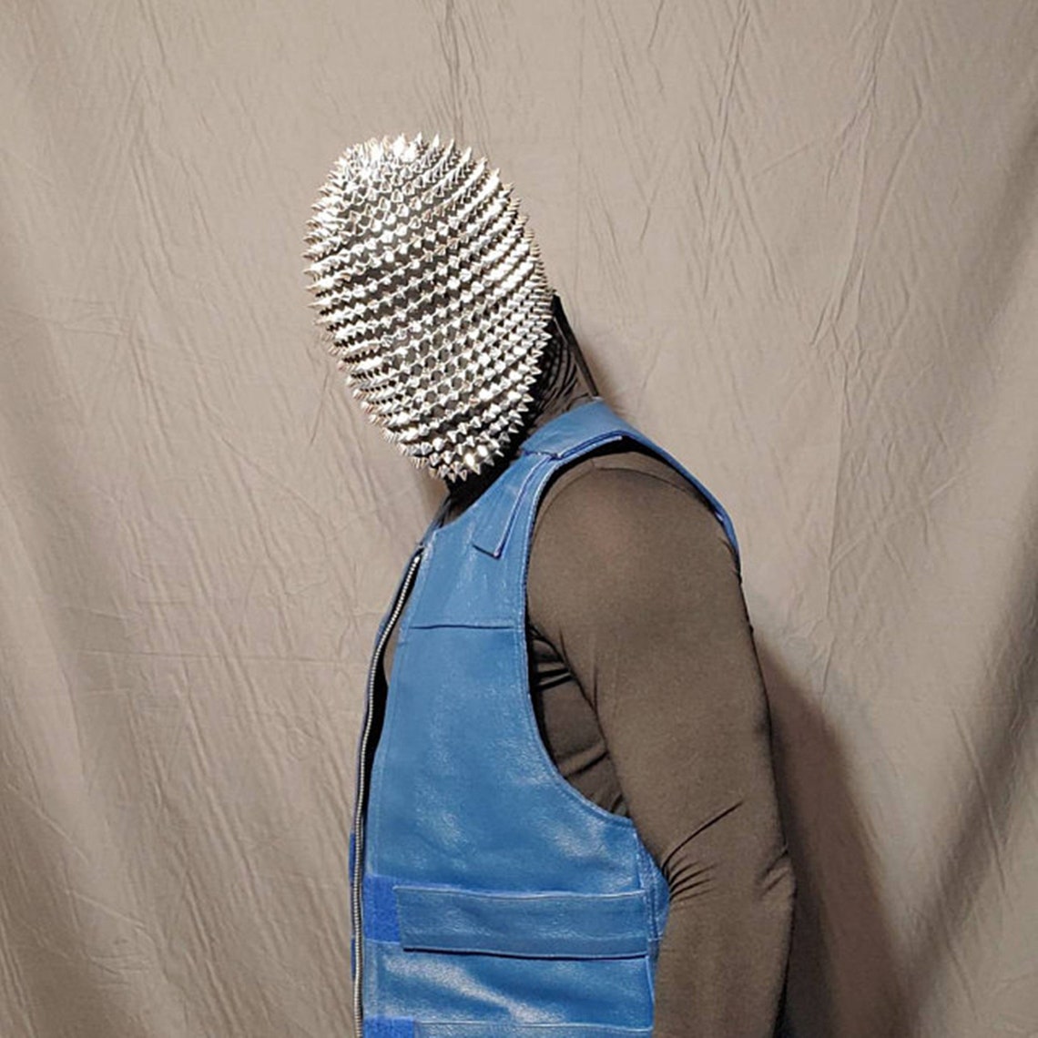 Silver Full Face Spike Mask Full Coverage Haute Couture Mask Etsy