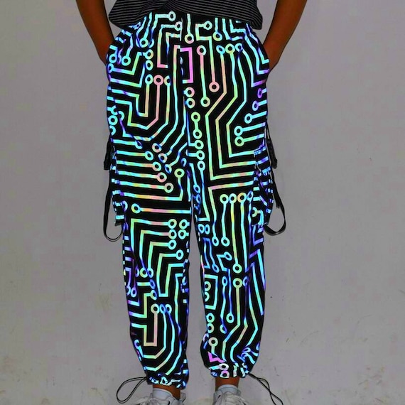 Holographic Reflective Women's Unique circuit Pattern Pants, Psychedelic  Multi-pocket Pants, Rave Outfit Concert Clothing -  Canada