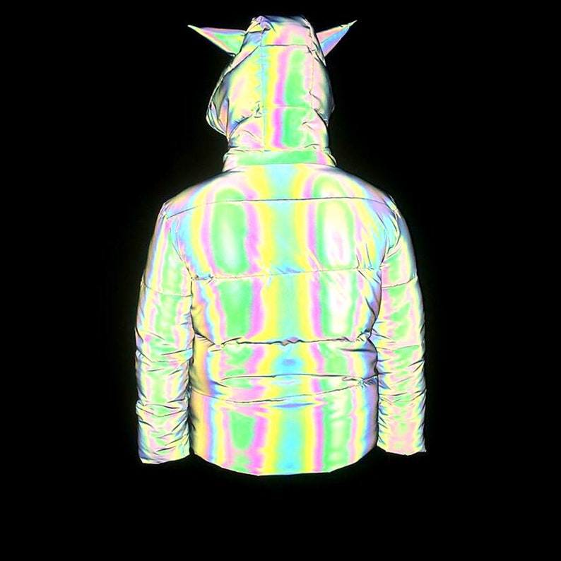 Women's Reflective Rainbow Long Down Jacket devil - Etsy