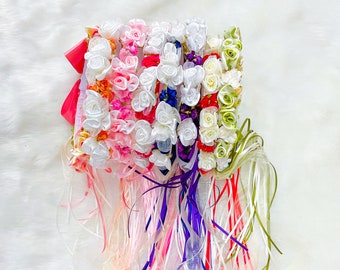Faux Flower Crown with Bow | 5 Different Color Options