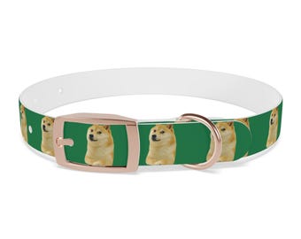Green Doge Pattern Dog Collar | Officially Licensed Product